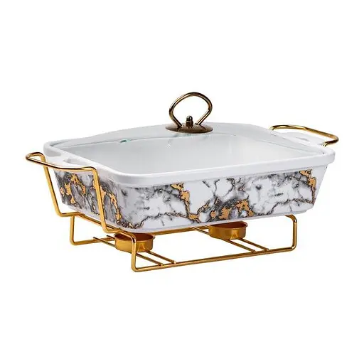 Марміт Yiwu HP1032 мармітниця з кришкою на підставці прямокутна 18,5 см на 26,8 см Білий - фото 3