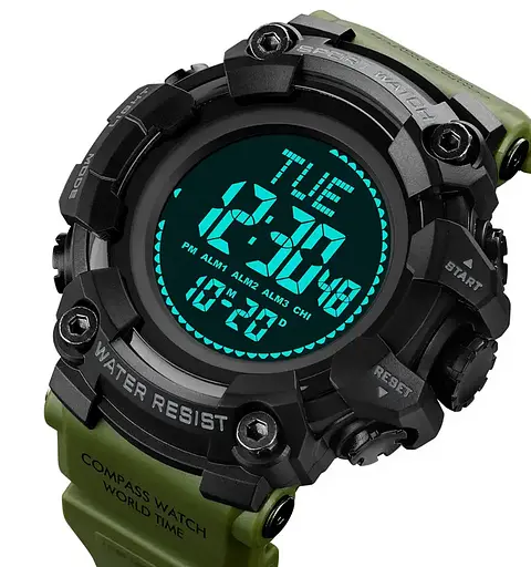 Чоловічий спортивний годинник Skmei 2037 з компасом (Зелений) - фото 4