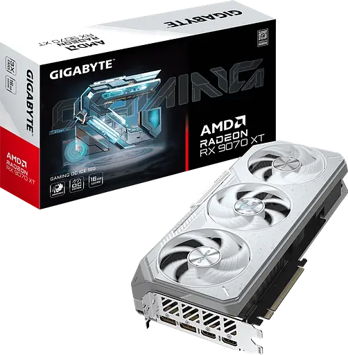 Видеокарта AMD Radeon RX 9070 XT 16GB Gigabyte Gaming OC Ice (GV-R907XGAMINGOCICE-16GD) - фото 1