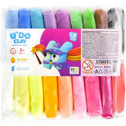 Набор для творчества Strateg U'DO Clay 180 г (10 г x 18 шт.) (41061) - фото 1
