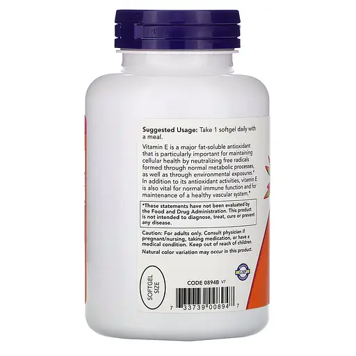 Вітаміни та мінерали NOW Vitamin E-400 D-Alpha Tocopheryl, 250 капсул - фото 3