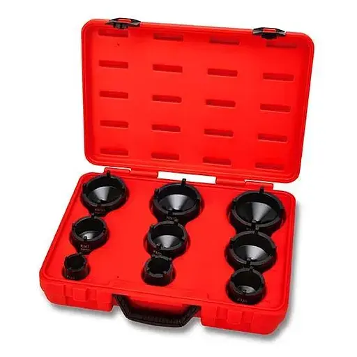 Набор головок для стопорных гаек с наружными зубцами (KM4-KM12) 9 шт. Toptul hoz0014542 - фото 1