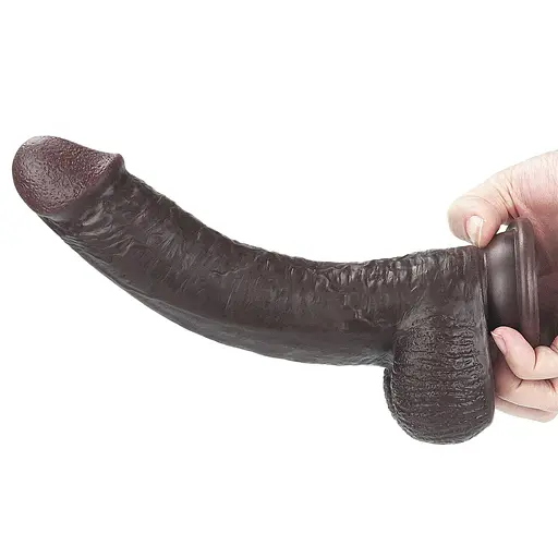 Фалоімітатор LoveToy Sliding Skin з подвійного матеріалу 23 см коричневий - фото 12