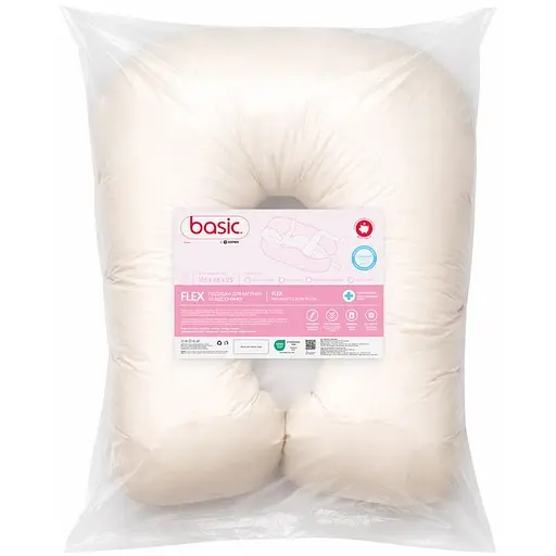 Подушка Sonex Basic Flex для беременных и отдыха П-образная антиаллергенная 135x68x25 бежевая (SO102579) - фото 2