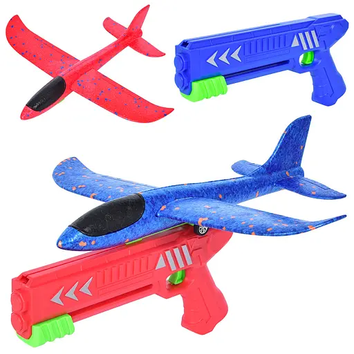 Самолет пенопластовый с запуском 255-16 33см, на запуске (пистолет), в пакете (6903317554829) Микс - фото 1