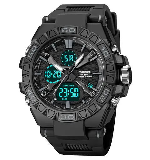 Часы мужские наручные спортивные Skmei 2221 с двойным дисплеем и подсветкой (Черный) - фото 2