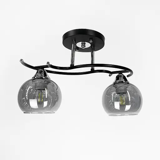 Сучасна люстра в чорному корпусі на 2 графітових плафони | Арт. 11585/2D | Line F - фото 1