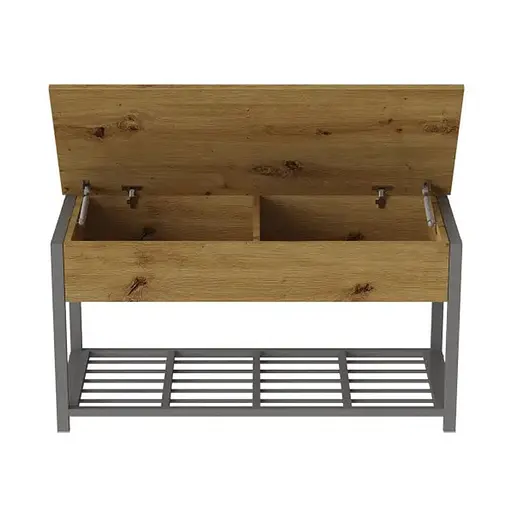 Банкетка з ящиком Ferrum-decor Дрейк 2 550x1200x400 метал Сірий ДСП Дуб Артізан 16 мм (FRD-103085)