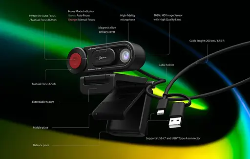 Веб-камера j5create Bеб-камера JVU250-N USB-A/C (JVU250-N) - фото 10