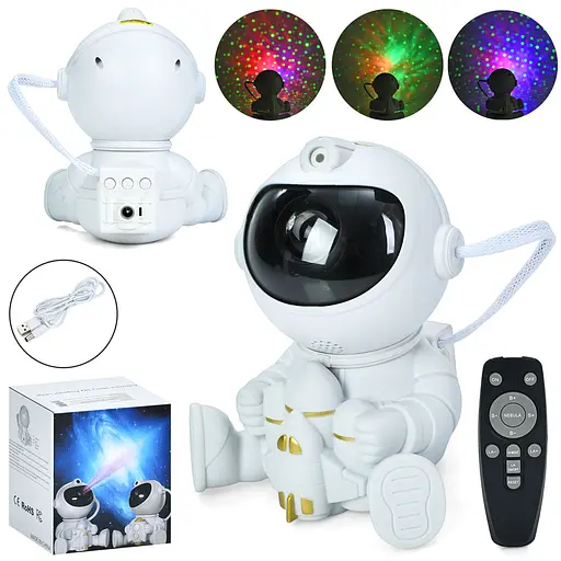 Нічник-проектор "Космонавт" 13,5 см, магнітна голова, кольорове світло, зоряне небо INT0012 - фото 3