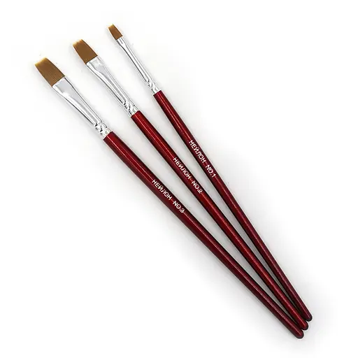 Набір пензлів нейлон плоский, 3 шт. в упаковці