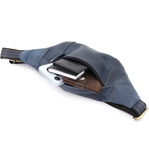 Красивая сумка-бананка для мужчин из натуральной винтажной кожи SHVIGEL 34х12х4 см sum0027471 - фото 7