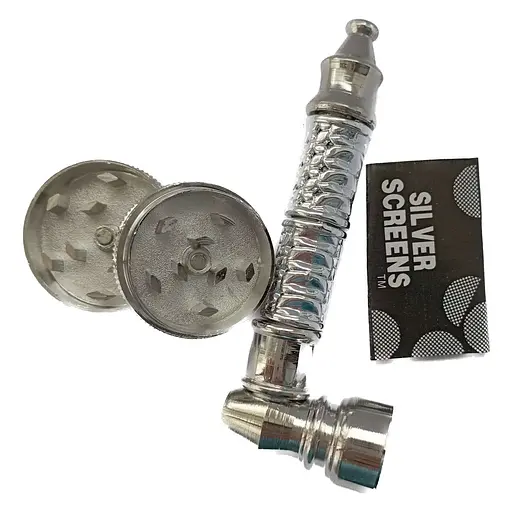 Гриндер для измельчения табака + трубка №YD-486 Silver (10843) - фото 6