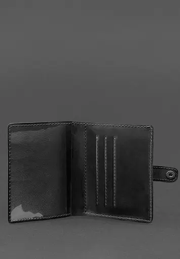 Кожаная обложка-портмоне для удостоверения офицера 11.0 черная Crazy Horse - фото 4