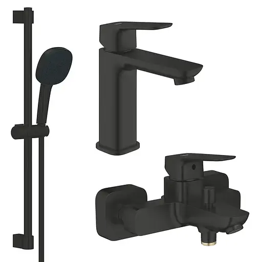 Набір змішувачів для ванни Grohe Cubeo UA125246M243, Чорний матовий - фото 1