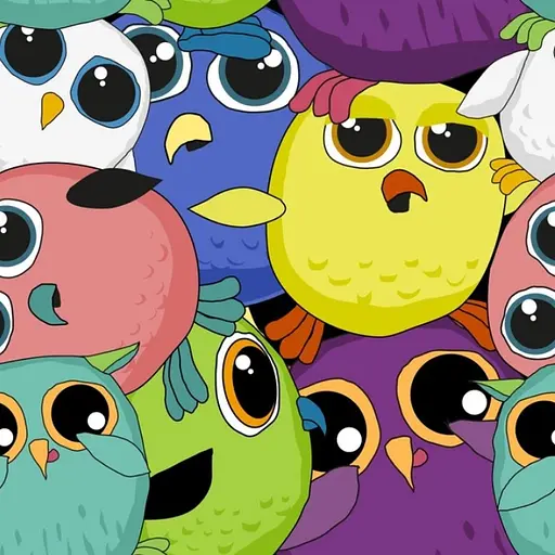 Набор для росписи по номерам Разноцветные совы, Strateg, 30x30 см, ES185