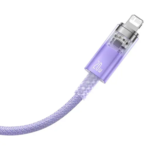 Кабель Baseus Explorer Series Fast Charging Cable with Smart Temperature Control Type-C to iP 20W 1m Purple - фото 3