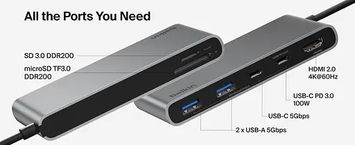 USB-хаб Belkin USB-C 7в1 Multiport Dock (AVC023HQSGY) - фото 4