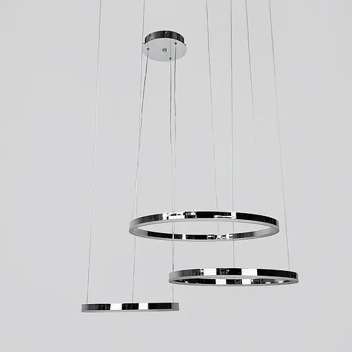 Світлодіодна люстра на три кільця 60+50+40 см у хромованому каркасі | Line F | Арт. MJ73-600+500+400 CH - фото 5