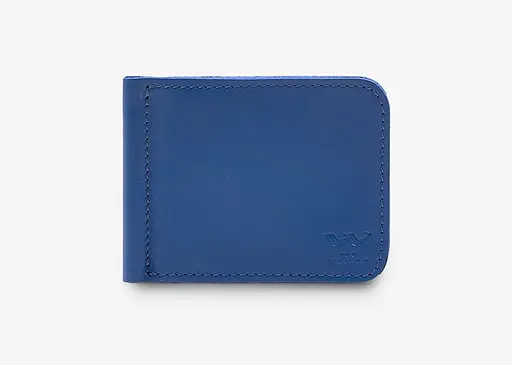 Шкіряний затиск для грошей яскраво-синій - фото 1