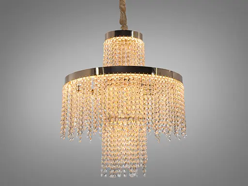 Кришталева люстра LED 376 золотиста з двома рівнями підвісок - фото 1