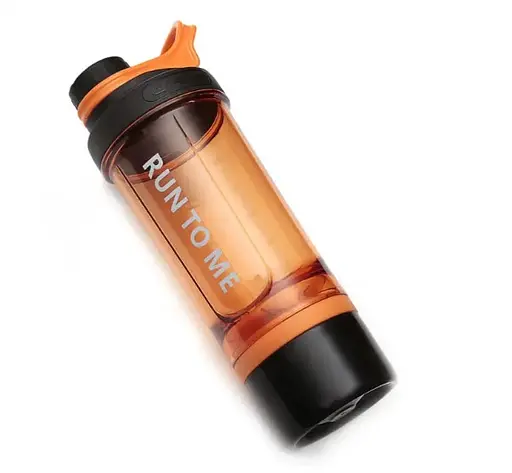 Шейкер спортивний з контейнером Casno 600 мл KXN-1199 з вінчиком Помаранчевий (KXN-1199_Orange) - фото 2