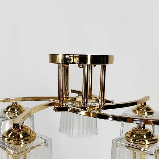 Стельовий золотий світильник на 5 білих плафонів Ø 45 см | Арт. 91173/5 FGD | Line F - фото 5