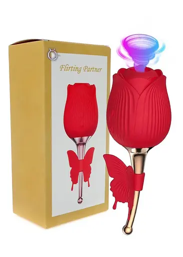 Вакуумный стимулятор клитора с вибрацией Boss Series Flirting Partner красный - фото 4
