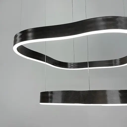 Незвичайна та ефектна люстра на 2 яруси 60+40 см у чорному корпусі | Арт. PCL004-600*400 BK | Line F - фото 5