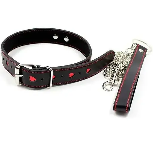 BDSM-повідок з нашийником у формі сердець Чорний K000421