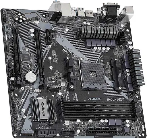 Материнская плата AsRock B450M Pro4 R2.0 (B450M Pro4 R2.0) (Socket AM4, AMD B450, Micro-ATX) - фото 3