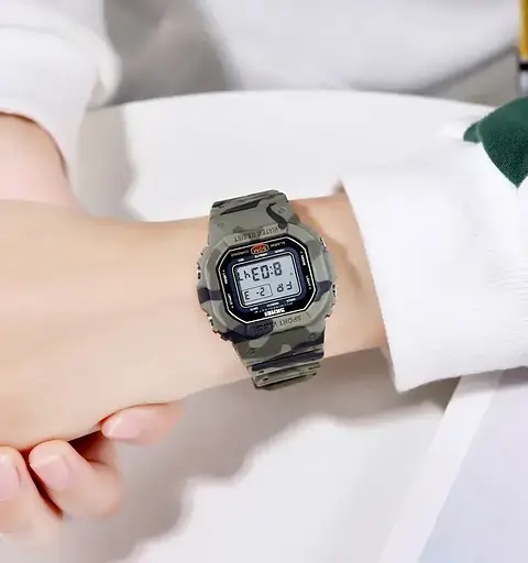 Дитячий наручний годинник Skmei 1608 (Зелений камуфляж) - фото 5