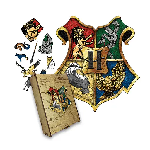 Пазл деревянный Хогвартс, А4, Картонная коробка 100 элементов
