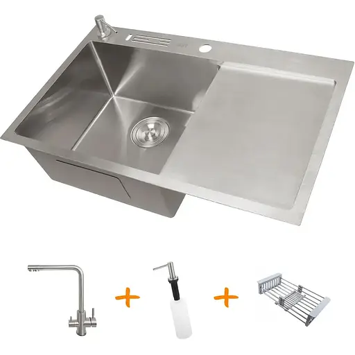Комплект кухонної мийки та змішувача Nett з нержавіючої сталі NS-7848 - фото 7