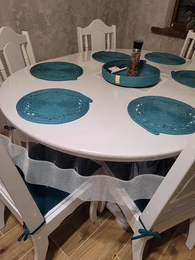 Скатертина силіконова овальна з перлинною стрічкою 180х120 см срібний - фото 2