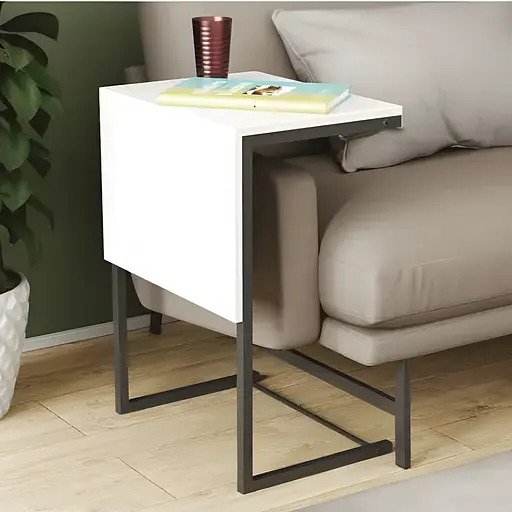 Стіл журнальний приставний Террі Комбо Ferrum-decor 345x662x440 Чорний метал ДСП Білий 16 мм (FRD-105136)