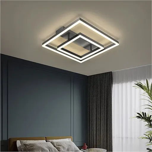 Сучасний LED-світильник у чорному корпусі із двох квадратів 50х50 см | Line F | Арт. 331-500 BK - фото 1