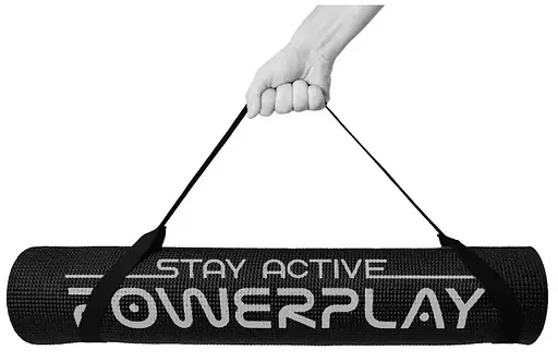 Коврик для йоги и фитнеса PowerPlay 4010 Коврик для йоги ПВХ Чорний (173x61x0,6) (PP_4010_Black_(173*0,6)) - фото 3