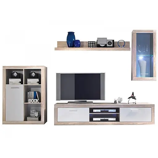 Модульна стінка для вітальні ВМК (БРВ) Барселона Дуб сонома + Німфея альба (GRB-1900) - фото 2