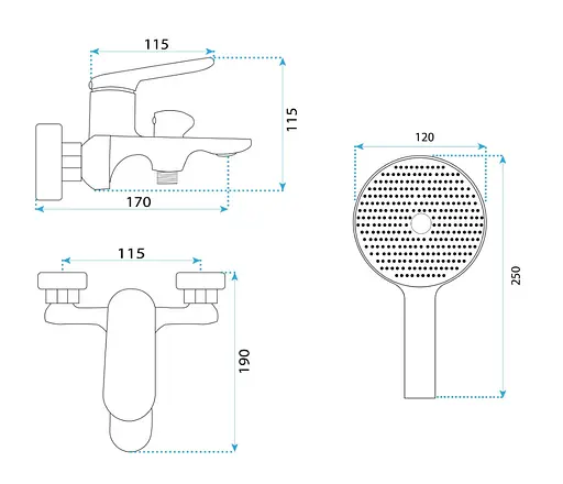 Змішувач для ванни Rea Marco brushed gold настінний з виливом REA-B5942 Золотий - фото 5