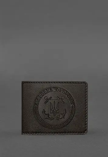 Кожаная обложка на удостоверение морской охраны темно-коричневая - фото 2
