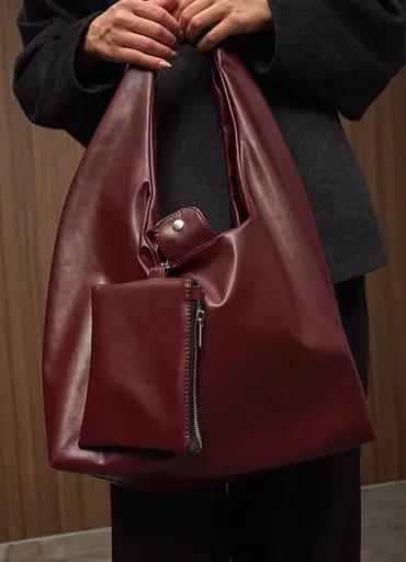 Женская сумка Sambag HOBO L бургунди 34 х 37 х 16 см (53300013) - фото 6