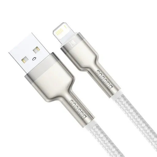 Дата кабель Baseus Cafule Series Metal USB to Lightning 2.4A (1m) (CALJK-A0) White - фото 4