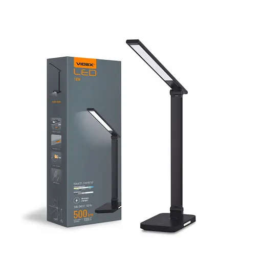 LED лампа настольная с беспроводной зарядкой VIDEX VL-TF17B 18W 1800-6500K - фото 1