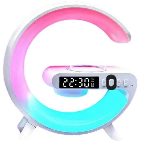 Светильник с беспроводной зарядкой телефона G63 LED Wireless Charging Speaker колонка ночник RGB-подсветка - фото 1