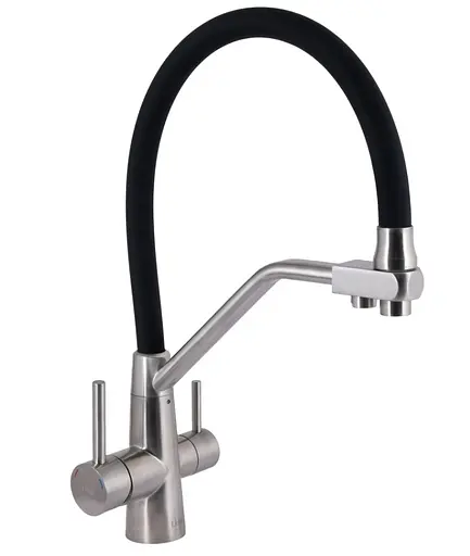 Змішувач для кухні Lidz Aria 020F3 з гнучким виливом з підключенням для питної води LDARI020F3BNK37647 - фото 1