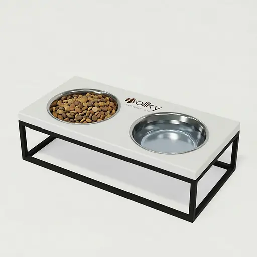 Hollky Base M — миски на підставці для середніх собак та великих котів (2 × 0,95 л)