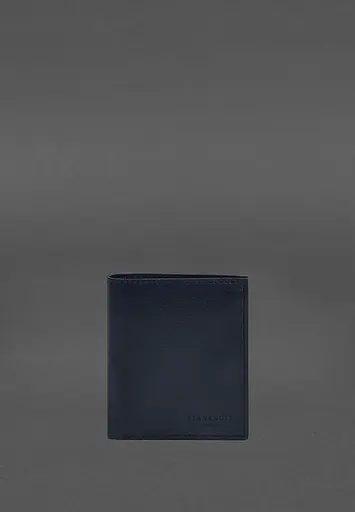 Кожаный портмоне на кнопке Brut синий краст - фото 2