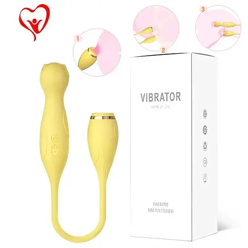 Двосторонній гнучкий вібратор силіконовий акумуляторний Lilo 3в1 для жінок жовтий - фото 2