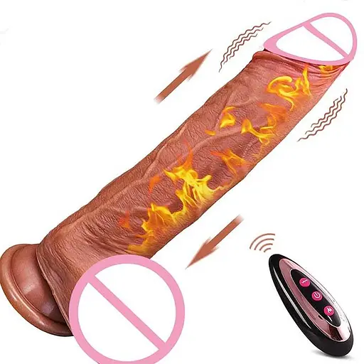 Реалістичний вібратор із поступальними рухами та підігрівом 22 см - Коричневий - фото 1